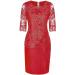 Women's Plus Size Floral Lace Sheath Dress - XL Red-1 | Knee Length Work Casual Party Cocktail Dress - Buy Online on GoSupps.com