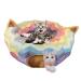 HOMEYA Cat Dog Tunnel Bed with Mat, Collapsible 3 Way Cat Tube Condo Play Toy with Peek Hole Fun Ball Indoor Outdoor Interactive Hideout Exercising House Toys for Pet Kittens Kitty Multi-colored Full-Moon