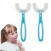 Fkxczn 2 pieces of all rounded children U-shape toothbrush 360 oral tooth cleaning brush with silicone brush head Whitening massage toothbrush U-type toothbrush for children 6-12 years old (Blau)