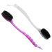 Iconikal Long-Handled Back Bath Brush Scrubber with Charcoal Infused Bristles, Clear and Purple, 2-Pack