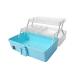 3 Layers Plastic Portable Storage Box Multipurpose Organizer and Storage Case for Art Craft and Cosmetic Portable Handled Storage Box for Home School Office First Aids (Blue)