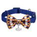 Blueberry Pet 16 Patterns Safety Breakaway Cat Collars w/ Handmade Bow Tie and Cute Charm 9"-13" Neck, 2.4" * 2" Bow (Pack of 1) Pack of 1 - Navy Blue