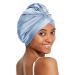 Lilysilk 100% mulberry silk sleeping cap for curly hair 19 momme silk bonnet night sleep hat headgear hair wrap for women with an elastic band blue light blue