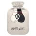 Warmest Wishes with Cute Cats hot water bottle with soft fleece cover 2 litre hot water bag for hot and cold compresses
