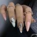 JUSTOTRY 24 Pcs Marble Stiletto False Nails Short Pattern Nude French Press on Nails Glitter Fake Nails Short with Nail Glue Trendy Almond Stick on Nails for Women Nails Fake Nail for Nails Art nude&Marble 1