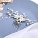 Unsutuo Silver Flower Wedding Hair Comb - Bridal Accessories with Crystals & Pearls - Buy Online on GoSupps.com