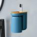 Ventdouce Wall-Mounted Toothbrush Holder - Self-Adhesive Bathroom Organizer with 2 Cups | Stamp-Free Travel-Friendly Blue Design - Buy Online on GoSupps.com