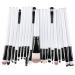 KOLIGHT Pack of 20pcs Cosmetic Eye Shadow Sponge Eyeliner Eyebrow Lip Nose Foundation Powder Makeup Brushes Sets (Black&White)