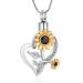 AIWENXI Sunflower Cremation Jewelry Heart Crystals Urn Necklace for Ashes for Women Human Ashes Pendant Pet Keepsake Memorial Jewellery Black