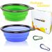 COMSUN Collapsible Dog Bowl - Portable Travel Pet Food & Water Dish with Carabiner (Green/Blue) - Buy Online on GoSupps.com