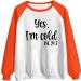 oelaio Womens I'm Yes Cold Me 24:7 Printed Funny Sweatshirt Raglan Long Sleeve Crewneck Letters Casual Loose Pullover Top Orange - Buy Online on GoSupps.com