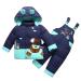 2 Piece Snowsuit Toddler Ski Suit Hooded Down Jacket with Ski Pants Winter Snowsuit Unisex Snow Outfit Set 2-3 Years Blue Blue 2-3 Years