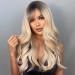 EMMOR Blonde Highlight Wavy Wig with Bangs - Long Layered Heat-Resistant Synthetic Wig for Women - Ombre Blonde - Perfect for Daily Wear - Buy Online on GoSupps.com