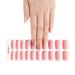 DMQ Semi Cured Gel Nails Strips - 20 Stickers Nail Wraps Soft Self - Adhesive Gel Nail Stickers Long Lasting for Nails French Tip Manicure Gel Nail Wraps - UV/LED Lamp Required Pink White Gradient Glitter