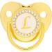 Hyuduo Golden Baby Pacifier - Personalized Curved Design Safe Materials 26 Letters Bling Newborn Essentials with Clips for 6-18 Months - Buy Online on GoSupps.com
