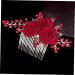 HONMEET Rose Hair Comb Rose Head Decor Hair Jewelry Comb Rose Flower Hair Comb Wedding Hair Accessories for Brides Bride Hair Side Comb Wedding Hair Comb Bride Side Comb Red Zinc Alloy - Buy Online on GoSupps.com