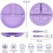 Vicloon Baby Suction Plate 2Pcs - Non Slip Silicone Weaning Plate for Toddlers - Pink/Purple - Fits Most Highchairs - Self Feeding Dishes - Buy Online on GoSupps.com