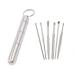 6Pcs Ear Pick Earwax Removal Kit Contivison Stainless Steel Ear pick Cleaner Curette Tools with Waterproof Holder Box Container Portable EDC with Key Ring for Purse Outdoor