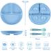 Vicloon Baby Suction Plate 2Pcs - Non-Slip Silicone Weaning Plate for Toddler Kids - Divided Dishes for Self Feeding - Fits Most Highchairs Trays - Pink/Grey Blue - Buy Online on GoSupps.com