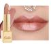 Oulac lipstick metallic gloss finish no granular feeling lipstick with long -lasting moisturizing and waterproof vegan 4.3g (07) pure envy metallic peachy nude
