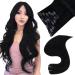Easyouth Black Clip in Extensions Human Hair Jet Black Double Weft Clip in Hair Extensions Black Remy Clip in Real Hair Extensions Clip in Human Hair 20 Inch 120g 7Pcs 20" 2-7Pcs Clip #1