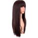 MapofBeauty 22 Inch Long Straight Synthetic Wig | Dark Brown Cosplay + Party Heat Resistant Hair - Buy Online on GoSupps.com