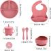 Silicone Baby Feeding Set Baby Led Weaning Supplies Set Silicone Suction Bowls Suction Plates Silicone Baby Bib for Toddlers Spoon and Fork Cup with Straw and Lids (Pink 8 Packs) - Buy Online on GoSupps.com