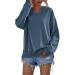 Cuddly sweater women women's autumn winter single -colored quadratic collar loose version plus fleece hoodie casual style suitable for daily party outdoor travel lahas time hoodie ladies rope dark blue xl