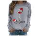 Kiasebu Fall Sweatshirts for Women, Womens Long Sleeve Tops Dressy Casual Wine Bottle Print Christmas Shirts Pullover Sweater X-Large Grey