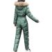 Women's Winter Hooded Snowsuit - Green Puffer Snow Jumpsuit for Outdoor Sports - Buy Online on GoSupps.com
