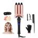 3 Barrels Hair Curler - 25mm Curling Iron Curling Tongs Hair Waver Mermaid Waves Curling Wand Beach Waver Curler 100-230 Quick Heating for Long or Short Hair Styling