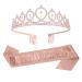 Rosavida 2-piece suit BIRTHDAY PRINCESS Sash and Rhinestone Tiara Kit Birthday Gifts Glitter Sash and Birthday Crowns for Women Girl Party Decoration (Rosegold)
