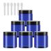 Tianzd 6 pieces small 80 ml blue plastic empty cream can with black lid 80 g empty socket screw box sheet metal boxes cosmetic tap 6 pieces spatula blue 80ml