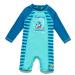 BONVERANO Baby Boy One Piece Long-Sleeved Clothing UV Protection 50+ Swimsuit with One Zip Blue Dinosaur 80/86 cm
