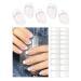 Semi Cured Gel Nail Strips | Classic French 20pcs Semi Cured Gel Nails Sticker | Gel Nail Wraps UV for Home Nails DIY (Nude Transparent) Fench