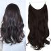 Highlight Halo Hair Extension Dark Brown Secret Wire Headband Wavy Curly Long Synthetic Hairpiece 18 Inch 4.2 Oz for Women Heat Friendly Fiber No Clip OMGREAT 18Inch&Curly Dark Brown
