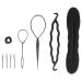 Hairstyling accessories hair knot braid maker hair accessories styling set topsy tail hair loop tool kit diy style girls women hairstyle help band spiral lichen for hair clips black 9 pieces