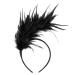 MWoot 20s headband feather hair band wedding headgear 1920s fascinator feather headband headpiece for cocktail wedding vintage tea party (black)