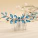 Teyglen Crystal Bride Wedding Hair Comb Bridal Blue Rhinestone Side Comb Dainty Hair Pieces Bridal Headpieces Hair Accessories for Women Bride Girls(Light Blue)