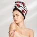 Hair Towel Wrap for Quick Drying | Ladybugs on Black Stripes | Ultimate Hair Drying Turban with Button - Buy Online on GoSupps.com