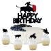 Crseniny 25-Pack Black Glitter Happy Birthday Cupcake Topper Matador Birthday Cake Topper Bullfighting Themed Party Cupcake Topper Country Western Bull Riding Competition Theme Decor Supplies