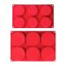 Webake Silicone Molds for 3 Inch and 4 Inch Round Disc Pan for Cake, Muffin Top, Bun, Custard, Tart, Resin Coaster, 6 Cavity, Red Set of 2