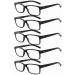 Eyekepper 5 pieces Classic Spring Hinge Reading Glasses Sun Reading Glasses Black 5 pieces Transparent Lens 0.75 diopters
