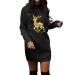 Hanxiulin Christmas skirt for women print long -arm hooded sweater dress bag christmas elk party dresses oversize long -arm hooded sweater hooded sweater dress top jumper autumn winter black l
