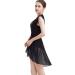 Lyrical Dance Dress with Lace Cap Sleeve & Asymmetrical Tulle Skirt - XS-XL, Black - Buy Online on GoSupps.com
