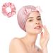 Kenllas 22-Momme 100% Mulberry-Silk Bonnet - Natural Pure Silk Sleep Cap for Women Curly Hair Care Cover with Tie and Elastic Band (Pink - Double Layer)