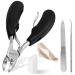 Toe Nail Clippers for Thick Nails Heavy Duty Toenail Scissors Cutters Kit with Nail File & Nail Hook Sharp Curved Blades- Wide Jaw Opening- Soft Handle Black+silver