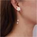 Vintage Flower Pearl Drop Earrings - Long Tassel Jewelry for Women | White Camellia Stud & Gold Chain Dangle Design - International Shipping Available - Buy Online on GoSupps.com