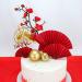 15 Pieces Paper Fan-Shaped Cupcake Topper Party Cake Top Decoration Cake Picks Baking Decoration for Bridal Shower Wedding New Year Party (Red) - Buy Online on GoSupps.com