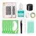 MELLUCCI DIY Lash Extension Kit  Strong Hold Sensitive Eyelash Extension Glue  Cluster Lashes Set D curl 10-16mm  Glue Remover  Tweezers and Jade Stone Complete Lash Extension Supplies for Home Use